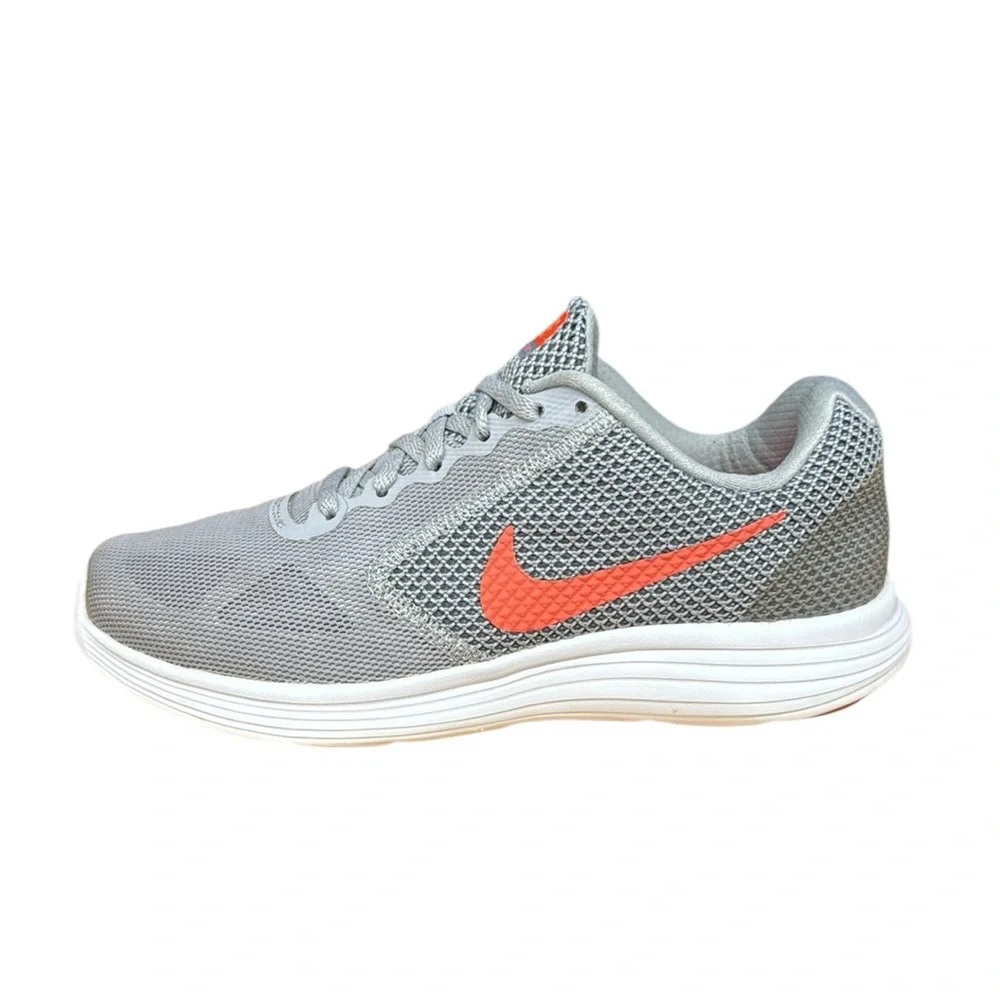 Nike Revolution 3 #819303-002 Gray Orange Women's Running Shoes Sneakers Size 8